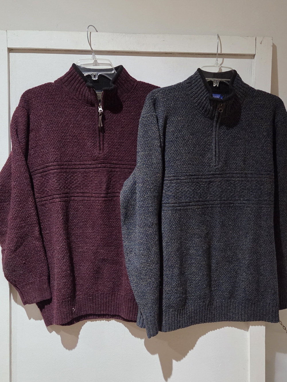 Pendleton Half-Zip Sweaters in Wine and Charcoal Washable Wool